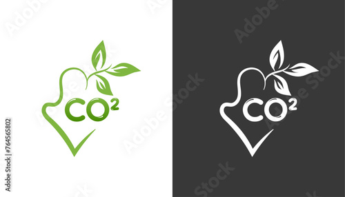 CO2 logo. Reducing CO2 emissions to stop signs of climate change. photo