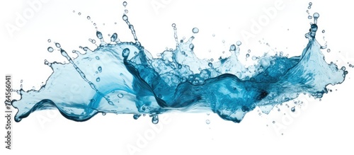 A single, bold splash of water captured mid-air on a clean and bright white background