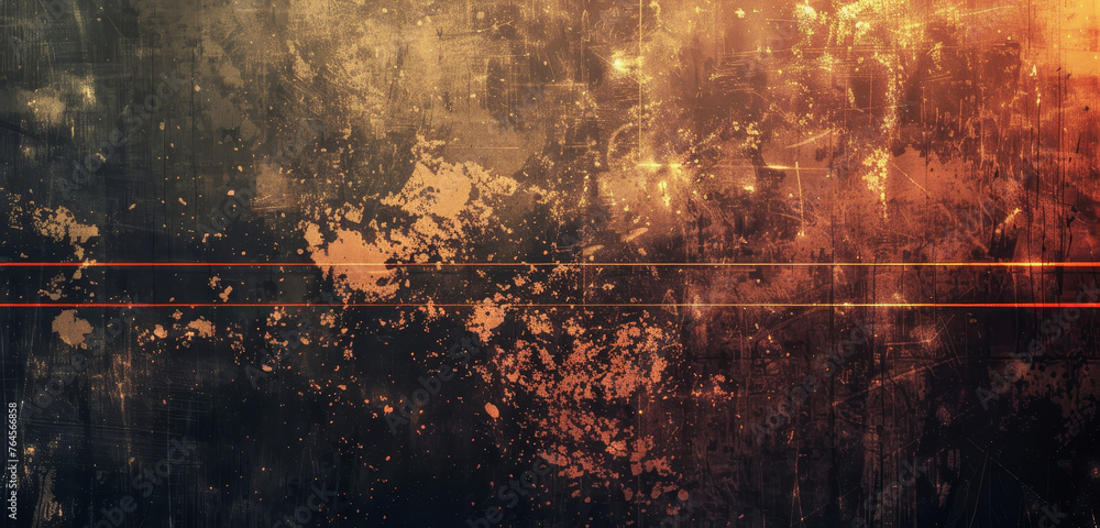 Obraz premium Richly textured abstract background with warm, golden tones evoking a sense of vintage elegance and decay with modern laser light.