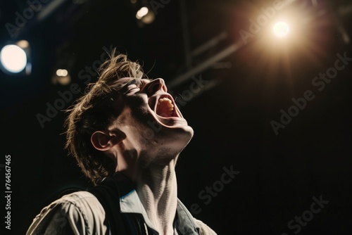 actor screaming during a stage performance