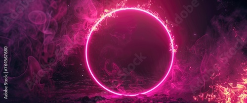Pink Round Neon Circle Frame And Magic, HD, Background Wallpaper, Desktop Wallpaper