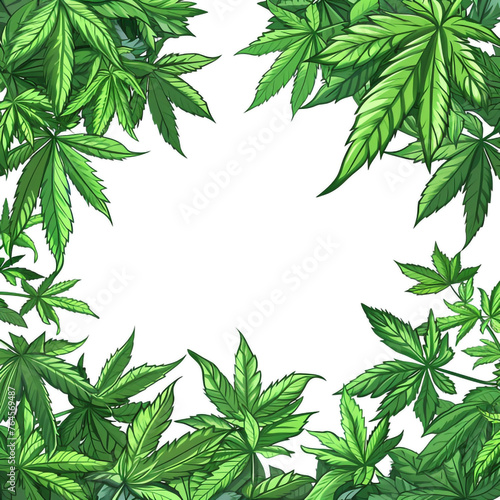 frame of green leaves. marijuana leaf.