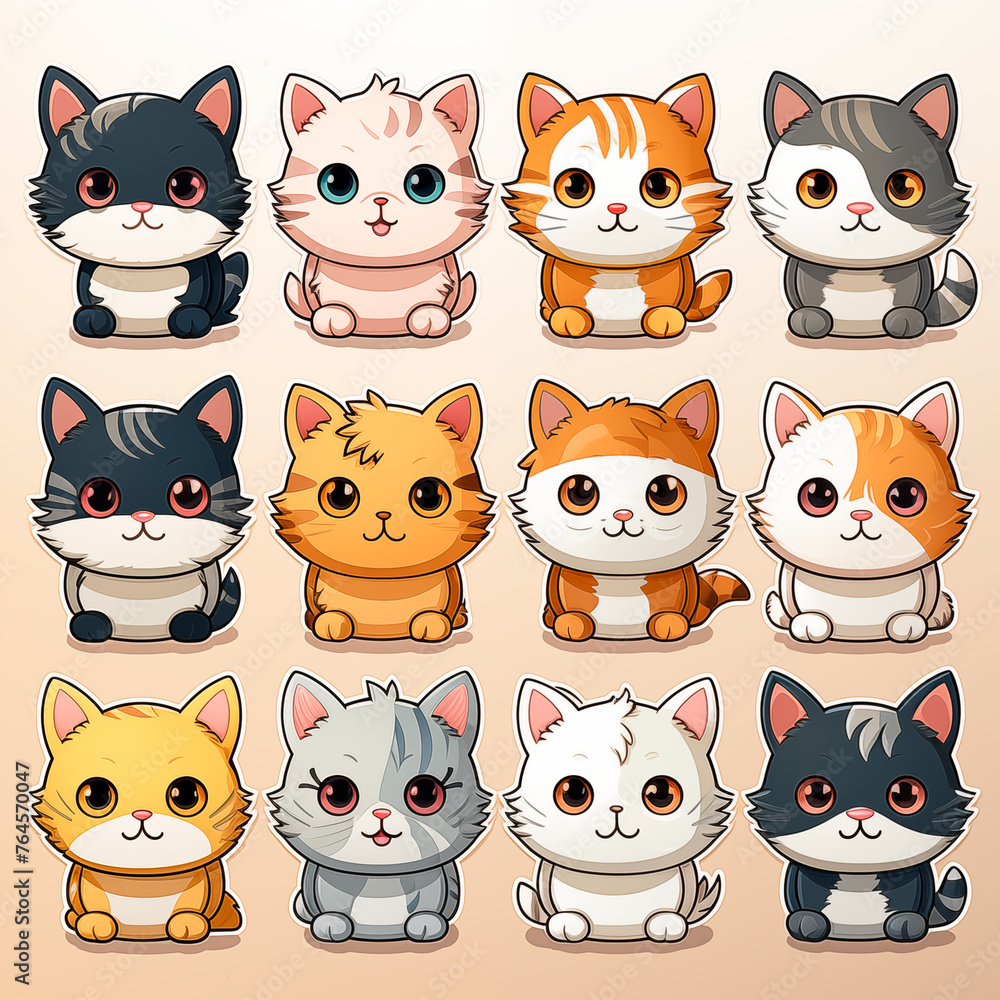 set of funny cartoon cats set of funny cartoon cats