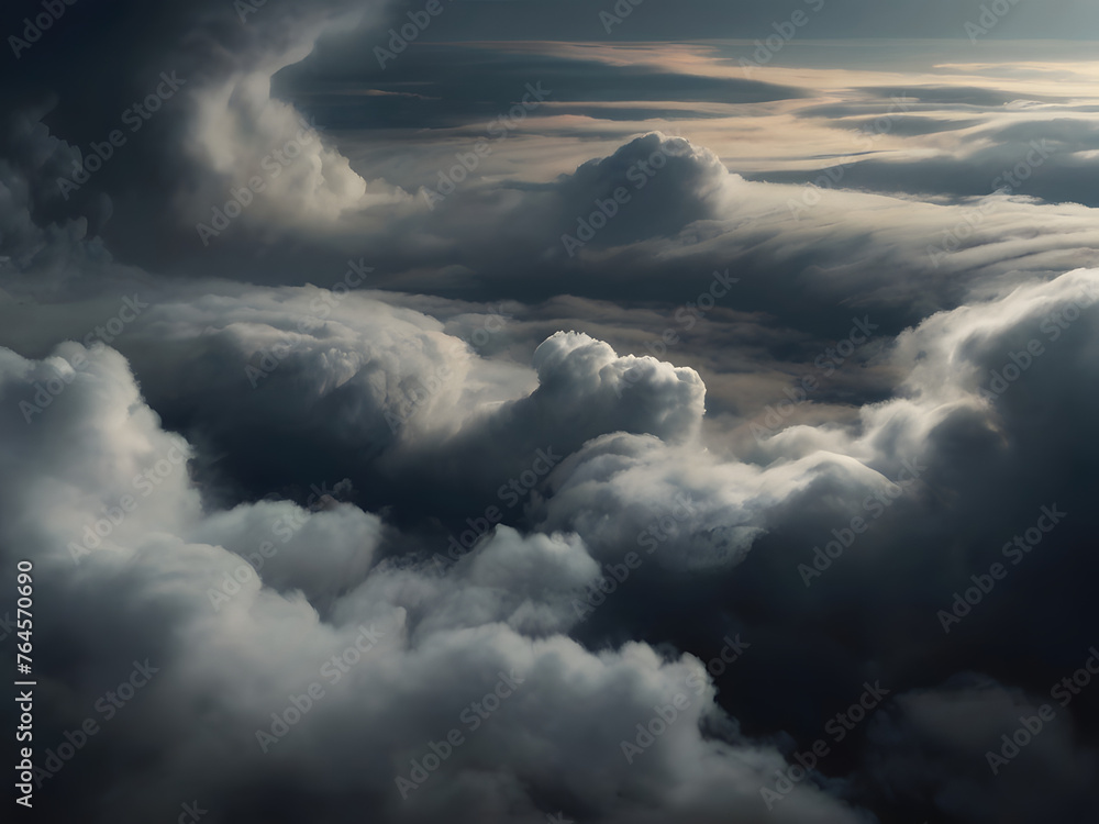 Fototapeta premium dark cloudy sky panoramic wide gloomy stormy weather background