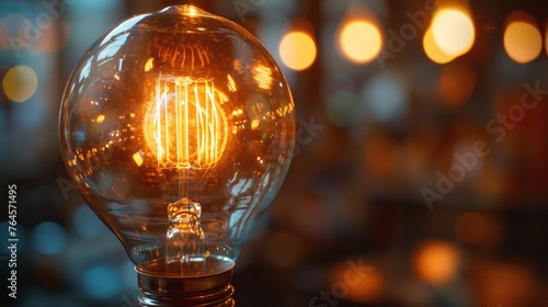 Lightbulb: A close-up of a glowing filament inside a lightbulb
