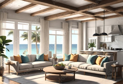modern living room on beach