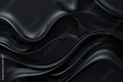 Abstract futuristic dark black background with wavy design. 3d wallpaper with smooth lines. generative ai