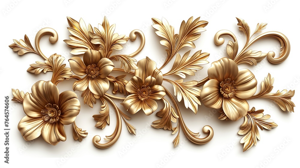 Architectural Decor In Gold. Illustration On The Theme Of Architecture, Decor And Interior. Generative AI	
