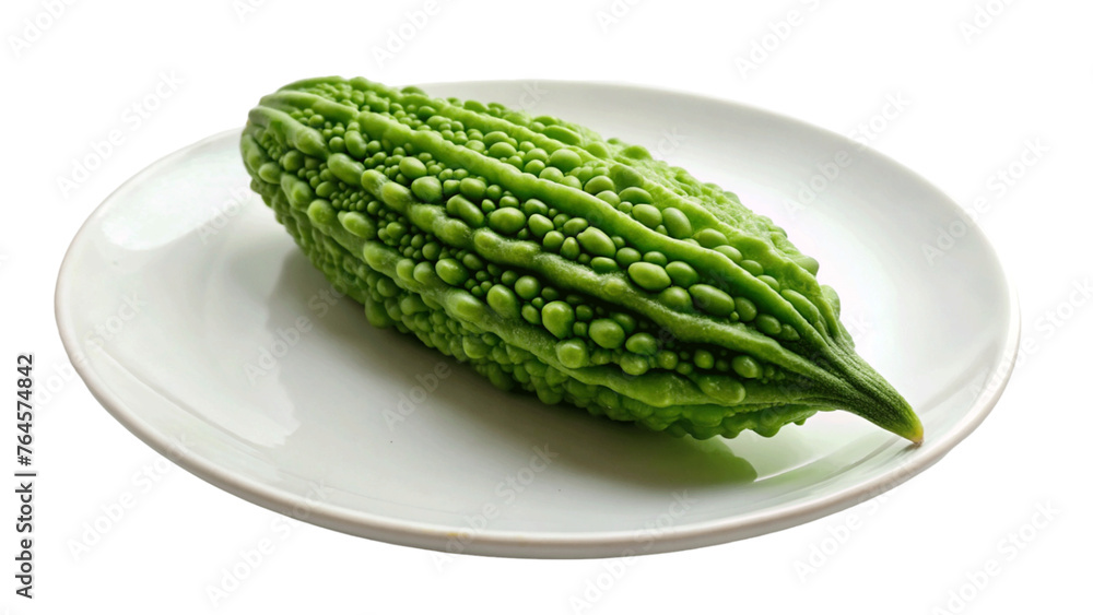 Bitter gourd on plate isolated on Transparent background. Bitter gourd on plate isolated on Transparent background.