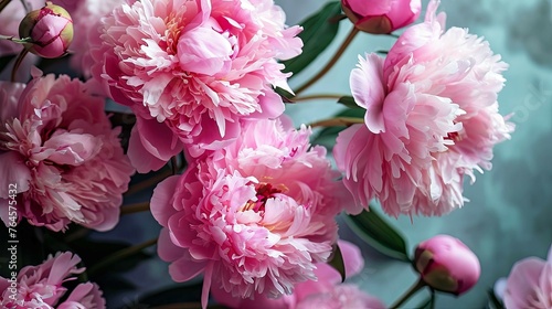 Beautiful pink peony flowers. Floral background. Close up