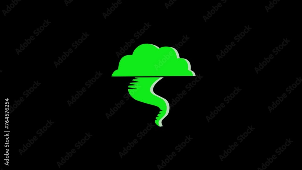 3d cloud tornado logo icon loopable rotated green color animation on black background 3d cloud tornado logo icon loopable rotated green color animation on black background