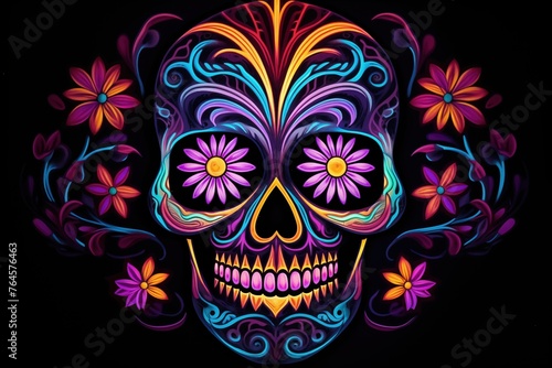Skull art flower geometric shape