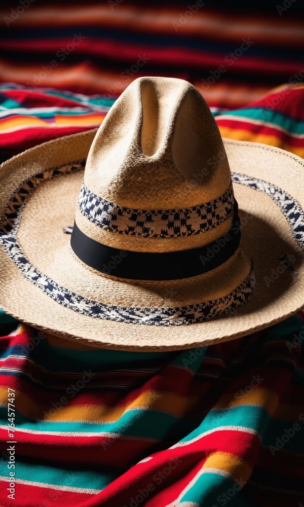 Mexican hat and colorful plaid