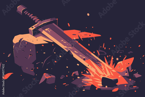 Closeup Blacksmith Forge Sword