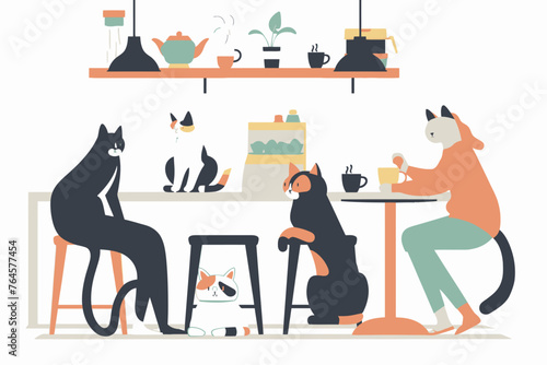 Cats Hangout at Cat Cafe