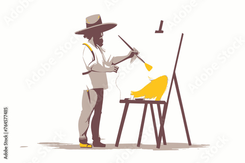 Artist Painting in Flat Design Style