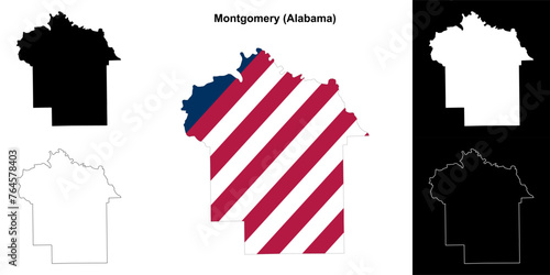 Montgomery county outline map set
