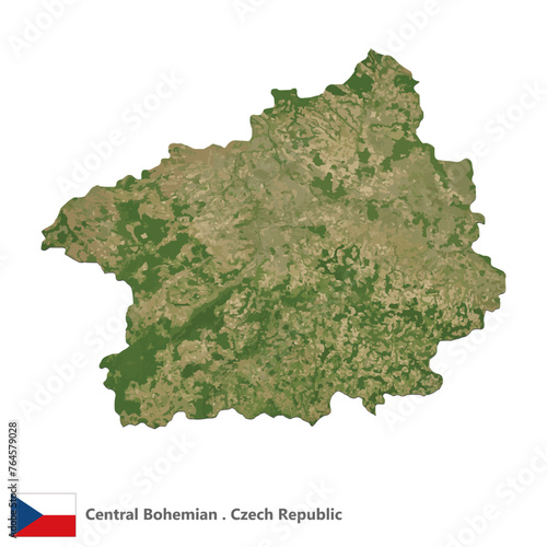 Central Bohemian, Region of the Czech Republic Topographic Map (EPS)