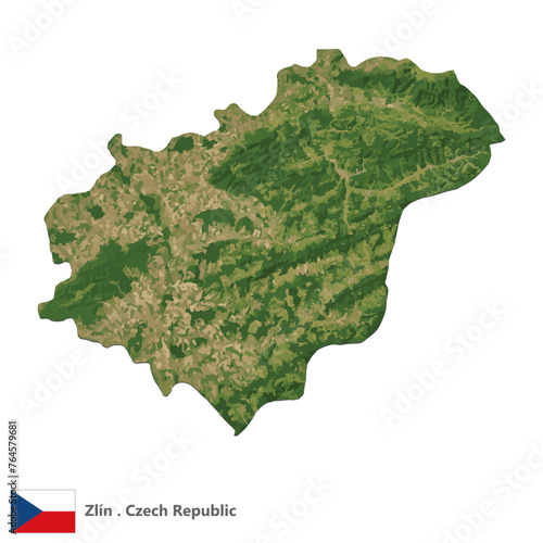 Zlín, Region of the Czech Republic Topographic Map (EPS)