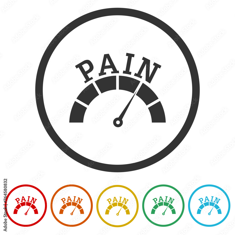 Pain scale icon. Set icons in color circle buttons Stock Vector | Adobe ...