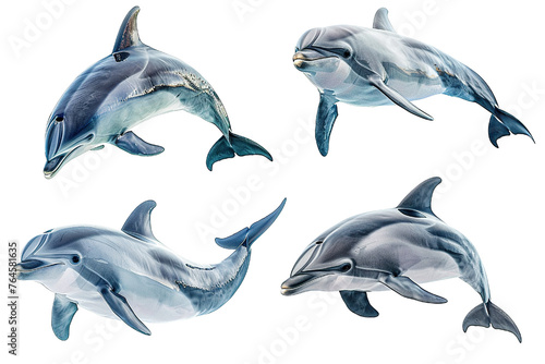 Collection of  Dolphin fishes In different view  Front view  side view  rear view isolated on white background PNG