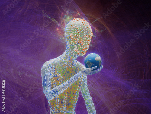 Artificial intelligence controlling the world, conceptual image