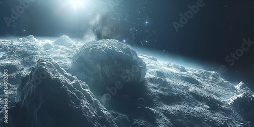 Asteroid. Giant asteroid cruising near Planet Earth scene, generative ai