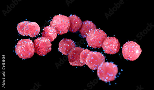 RNA obelisks surrounding bacteria, conceptual illustration