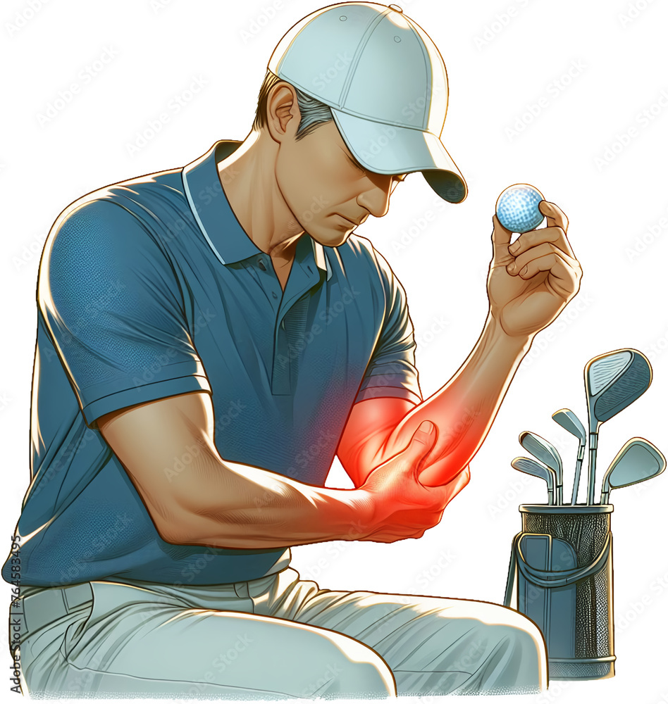People who feel elbow pain after playing golf. Medial epicondylitis