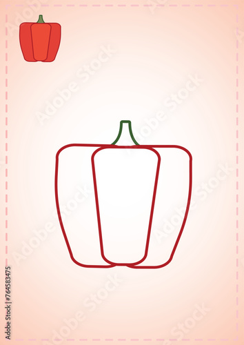 blank coloring page Bulgarian pepper fruits vegetables colored layout illustration