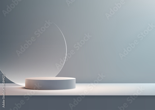 3D white podium with clear ...