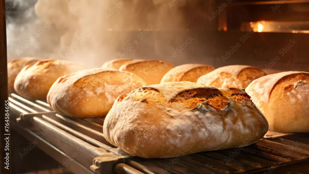 A variety of freshly baked bread loaves neatly arranged on a metal rack in a local bakery shop, fresh bread in bakery oven, AI Generated A variety of freshly baked bread loaves neatly arranged on a metal rack in a local bakery shop, fresh bread in bakery oven, AI Generated