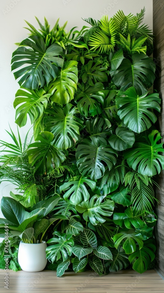 Lush foliage of an indoor garden, tropical plants arrangement, nature backdrop, isolated on white, botanical theme, green interior design, oxygen-rich space.