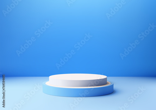 3D simple white podium on a...
