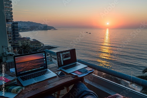 Master Remote Work Efficiency: Leveraging Digital Passive Income, Online Collaboration Platforms, and Sunset Productivity for an Eternal Quest in Work-Life Balance and Financial Optimization.