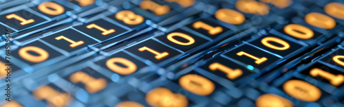 Close-up of digital binary code. 