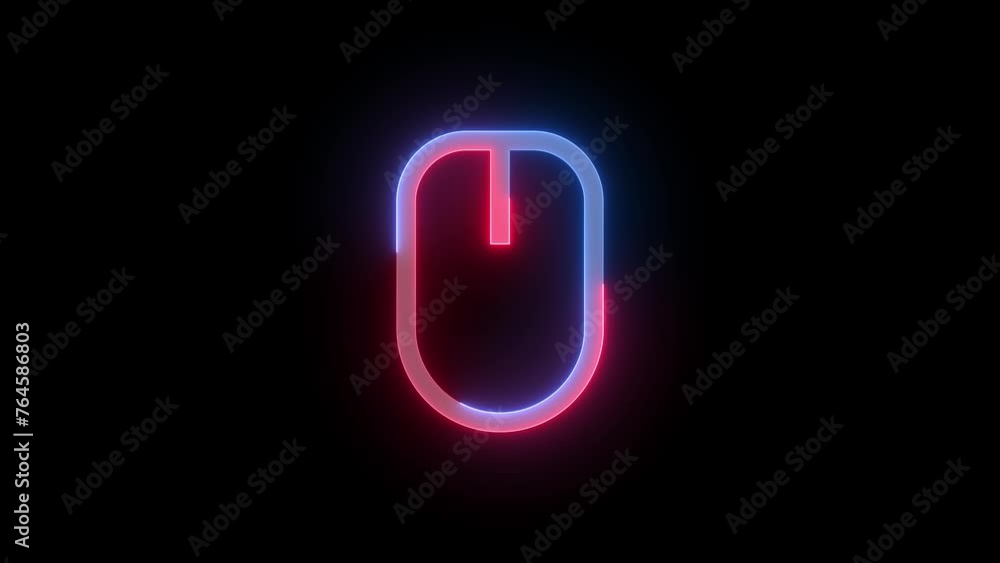 Neon mouse sign blue red color glowing animated black background Neon mouse sign blue red color glowing animated black background
