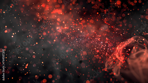 A blurry image of a dark background with many small, glowing, colorful dots. The dots are scattered all over the image, creating a sense of movement and energy. Scene is dynamic and lively