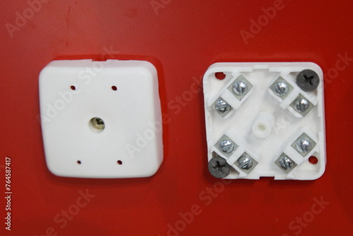 Electric plug and socket distributive box on 4-way connection without cap photo