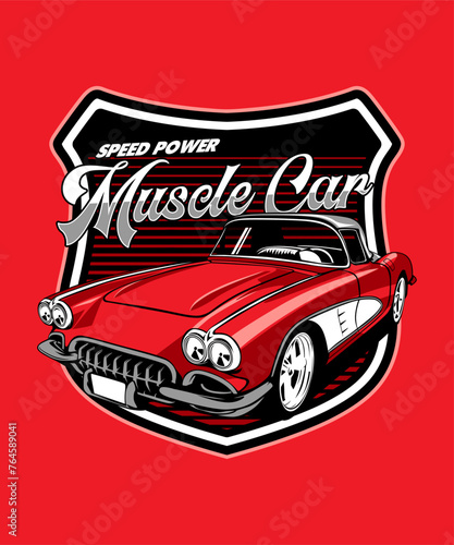 Speed Power Muscle Car Retro Design