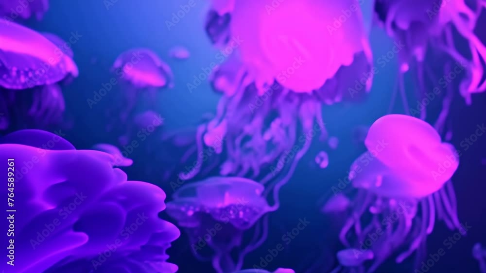 A mesmerizing sight of a group of jellyfish gracefully swimming in a tranquil aquarium, Jellyfish in the deep blue ocean, 3D illustration, AI Generated A mesmerizing sight of a group of jellyfish gracefully swimming in a tranquil aquarium, Jellyfish in the deep blue ocean, 3D illustration, AI Generated