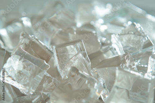 closeup of clear ice cubes produced by a highend ice machine photo