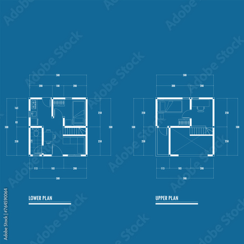 Floor plan blueprint, Figure of the jotting sketch of the construction and the industrial skeleton of the structure and dimensions. vector eps 10