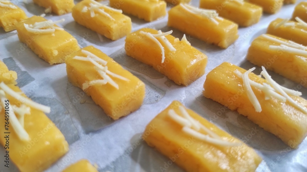 A group of small cheese cookies from Indonesia called 'Kastengel' before baking process