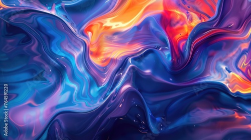 The abstract background showcases beautiful blue  orange  and purple liquid graphic art. abstract design