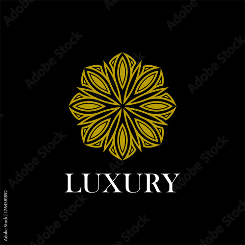 luxury ornamental mandala design background in gold color