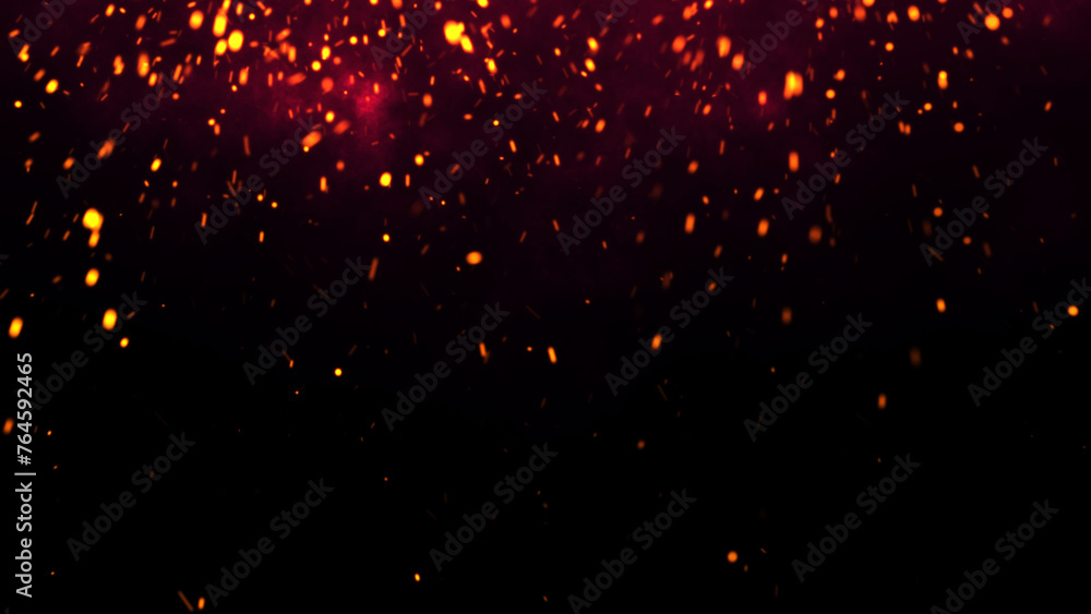 Red Glowing Ember Particles, Dark Glitter Fire Lights Rise Amidst Smoke, Fog, and Misty Texture Over Black Background. Experience the Intensity of Burning Sparks in this Abstract Composition Red Glowing Ember Particles, Dark Glitter Fire Lights Rise Amidst Smoke, Fog, and Misty Texture Over Black Background. Experience the Intensity of Burning Sparks in this Abstract Composition