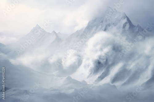 Wallpaper Mural beautiful winter landscape with snowy mountains and white sky in a snowstorm, beautiful northern nature Torontodigital.ca