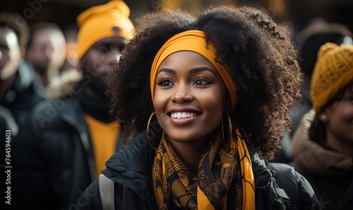 Woman in Yellow Scarf and Head Scarf photo