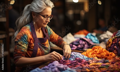 Woman Sewing Cloth